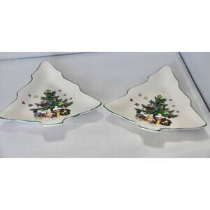 Nikko Christmas Happy Holiday Candy Dish Set of 2 - Christmas Tree